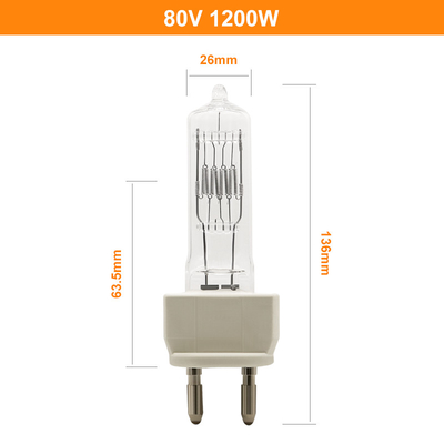 80V 1200W 230v 1000w हलोजन लैंप G22 दो पिन हलोजन बल्ब