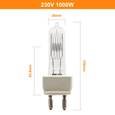 फोटो ऑप्टिक डिस्प्ले सिंगल एंडेड हलोजन लैंप 230v 1000w क्वार्ट्ज लैंप G22 लाइट बल्ब