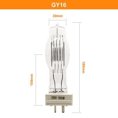 रेडिएटर के साथ GY16 3000W क्वार्ट्ज हलोजन लैंप 3200k समुद्री सर्चलाइट बल्ब