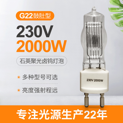 230v 2000w G22 लैंप सिंगल एंडेड हलोजन लाइट बल्ब 3200k 300Hours
