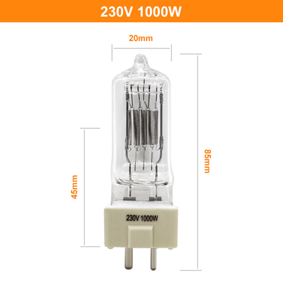 230V Gy9.5 बेस हलोजन क्वार्ट्ज बल्ब 1000w सिंगल एंडेड स्टेज स्टूडियो लैंप 3200K