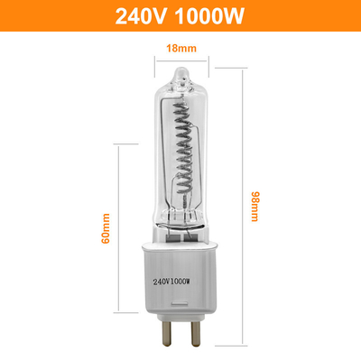 240V 1000W G9.5 हलोजन बिपिन लाइट बल्ब इन्फ्रारेड ताप मूवी लाइट बल्ब 98mm