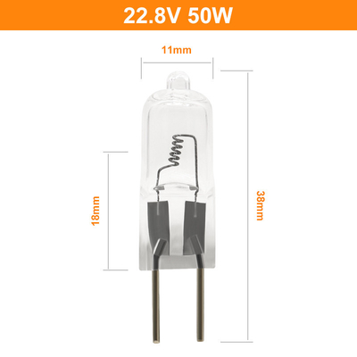 22.8V 50W सिंगल एंडेड हलोजन लैंप अक्षीय फिलामेंट ऑपरेटिंग थियेटर लैंप