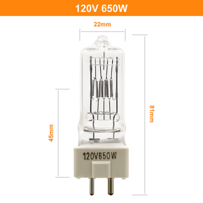 Gy9 5 650w हलोजन लैंप 120V क्वार्ट्ज हलोजन स्पॉटलाइट बल्ब