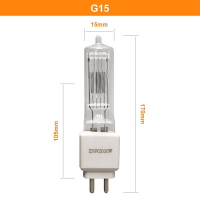 2000w द्वि पिन हलोजन बल्ब 230v 50000 लुमेन G15