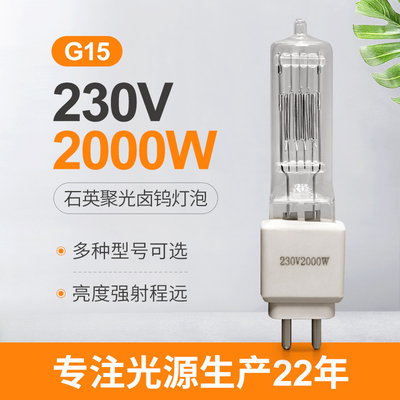 2000w द्वि पिन हलोजन बल्ब 230v 50000 लुमेन G15