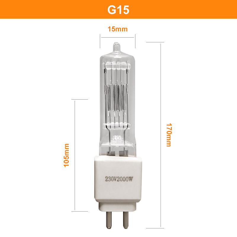 2000w द्वि पिन हलोजन बल्ब 230v 50000 लुमेन G15